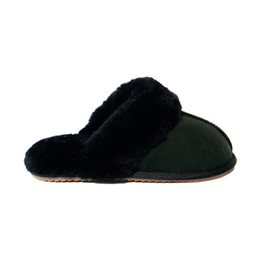Women's sheepskin slippers Black 100% natural Australian merino sheepskin